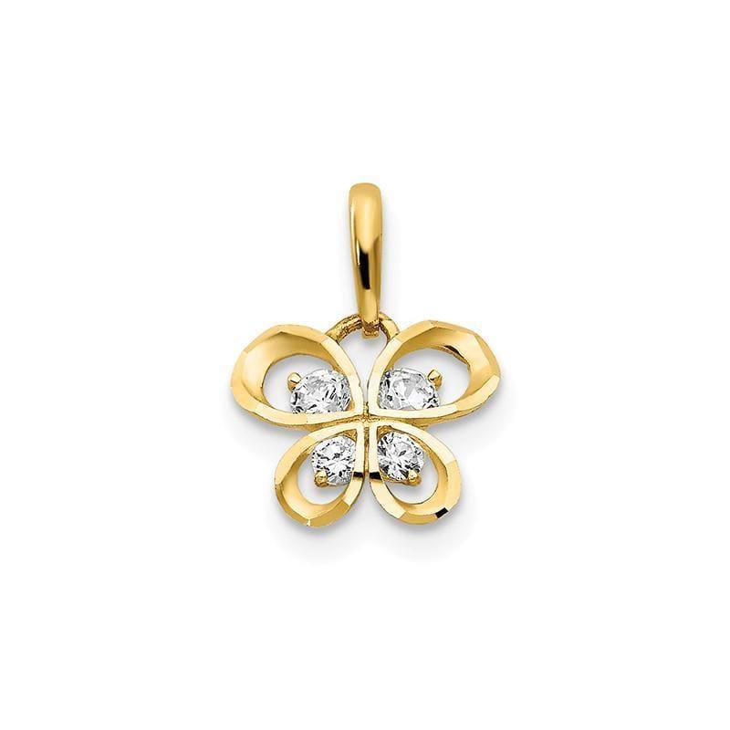 14k CZ Children's Butterfly Pendant - Seattle Gold Grillz