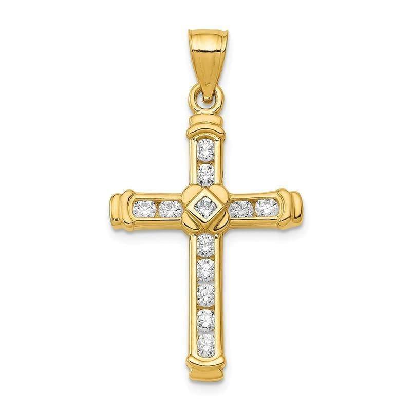14k CZ Cross Pendant - Seattle Gold Grillz