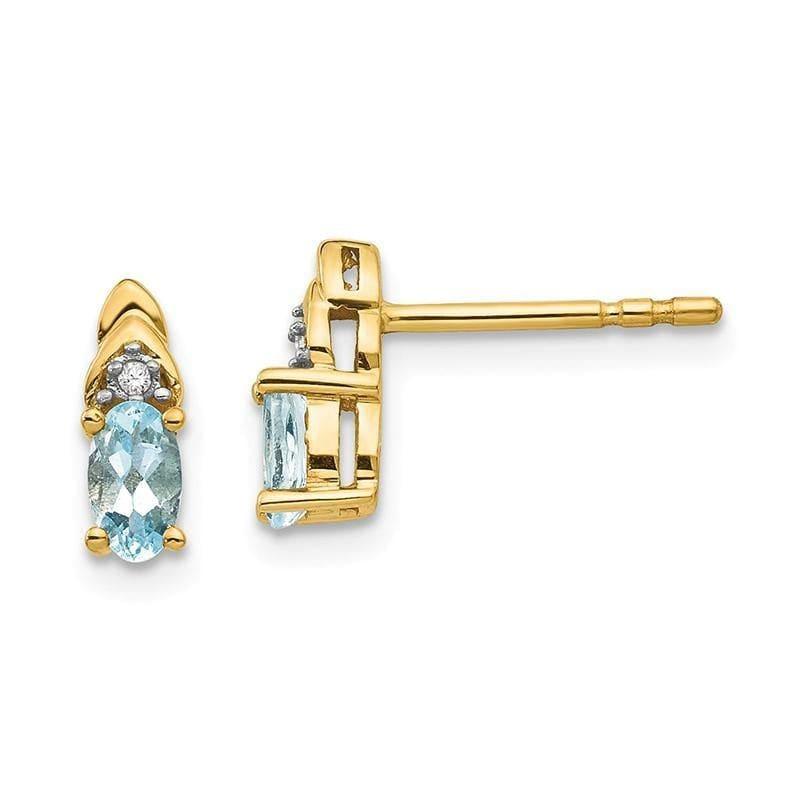 14K Diamond & Aquamarine Earrings - Seattle Gold Grillz