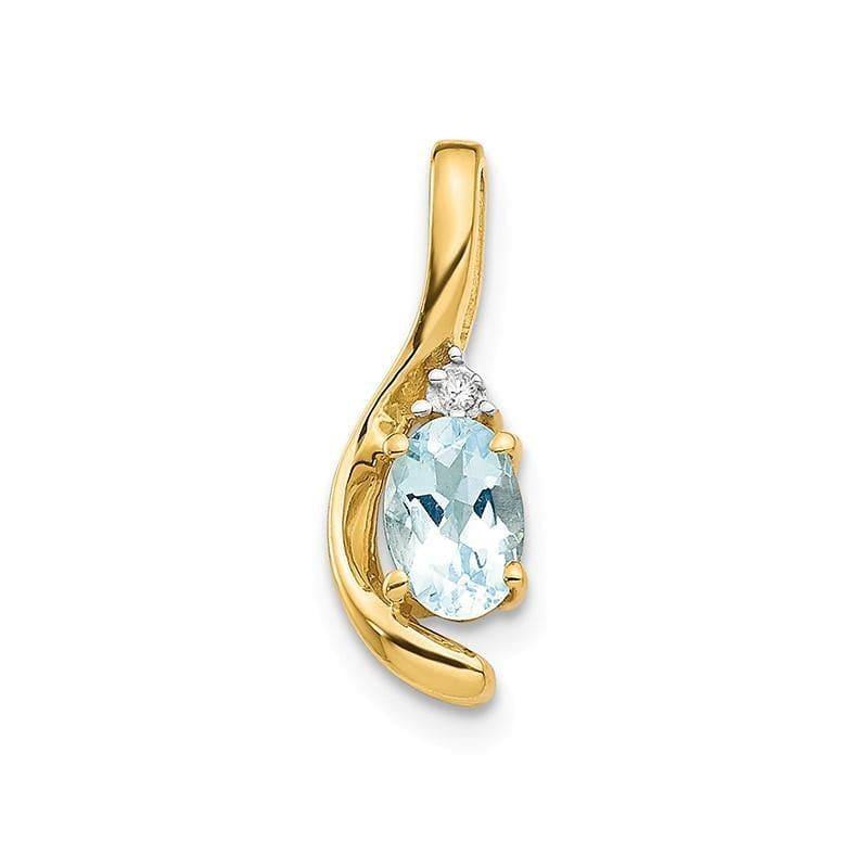 14K Diamond & Aquamarine Pendant - Seattle Gold Grillz