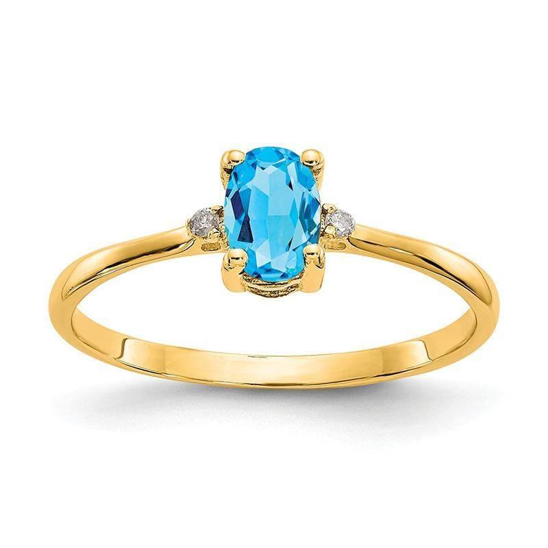 14k Diamond & Blue Topaz Birthstone Ring - Seattle Gold Grillz