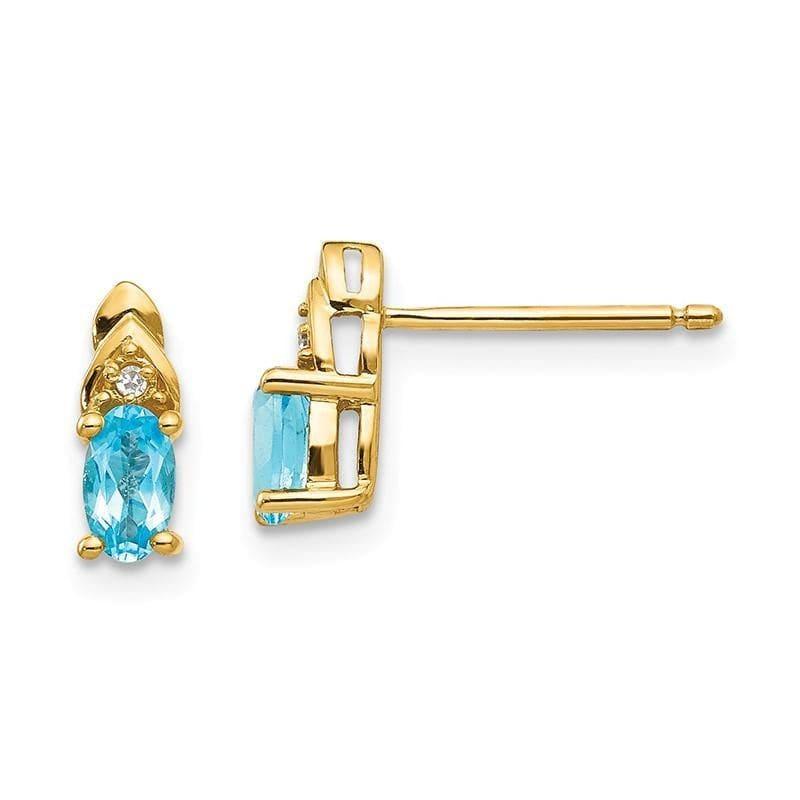 14K Diamond & Blue Topaz Earrings - Seattle Gold Grillz