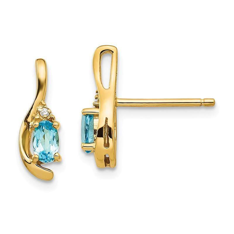 14K Diamond & Blue Topaz Earrings - Seattle Gold Grillz