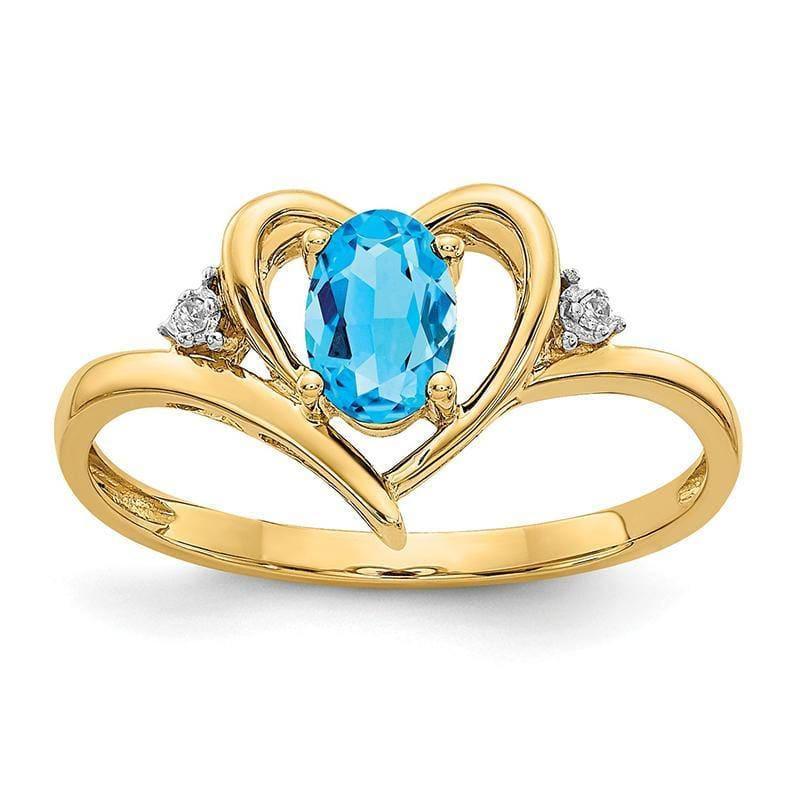 14K Diamond & Blue Topaz Heart Ring - Seattle Gold Grillz