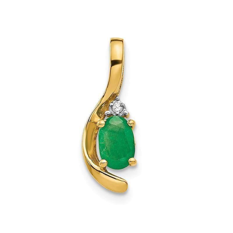 14K Diamond & Emerald Pendant - Seattle Gold Grillz