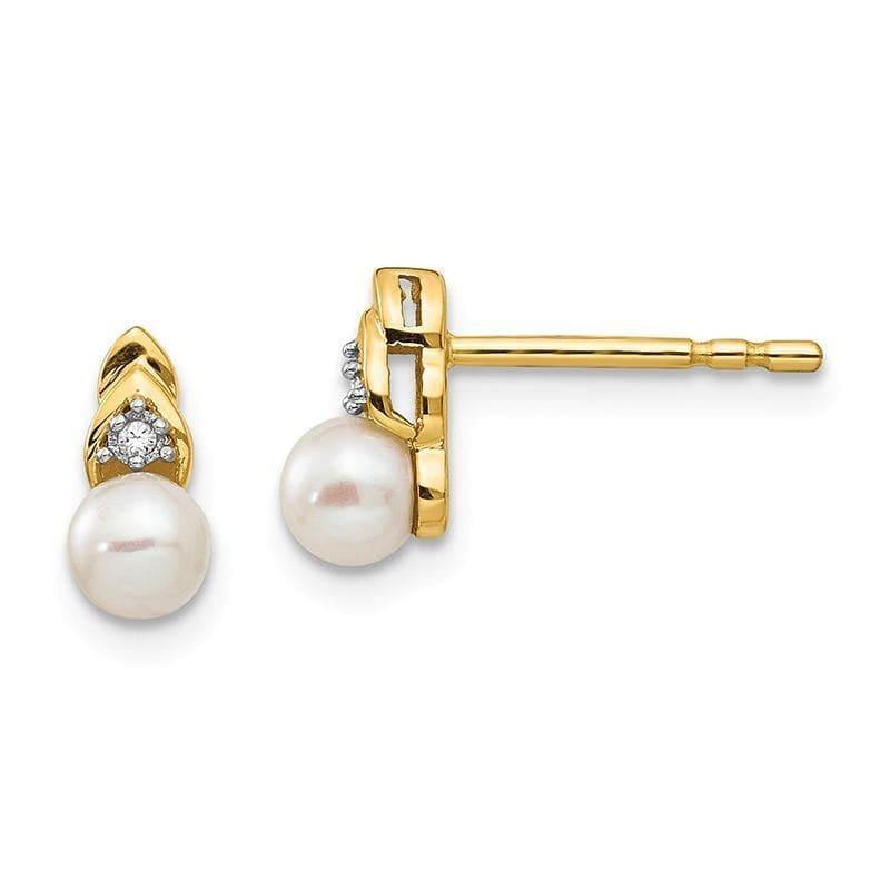 14K Diamond & FW Cultured Pearl Earrings - Seattle Gold Grillz
