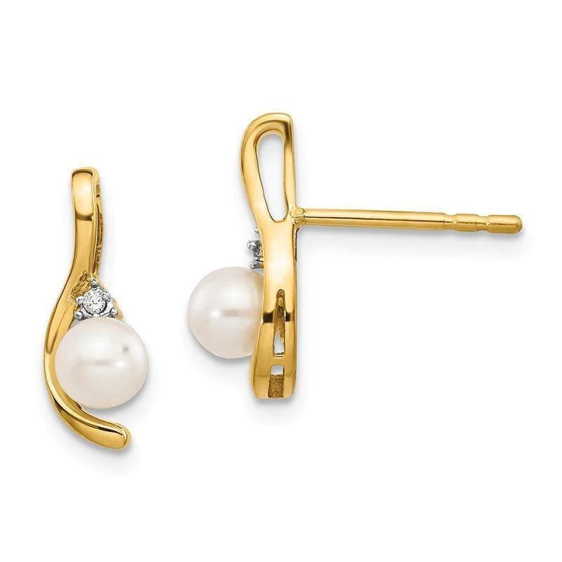 14K Diamond & FW Cultured Pearl Earrings - Seattle Gold Grillz