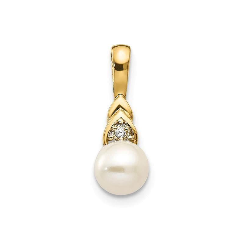 14K Diamond & FW Cultured Pearl Pendant - Seattle Gold Grillz