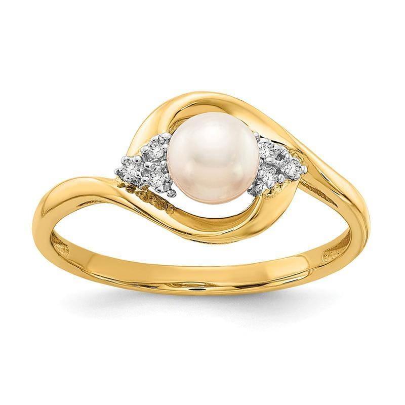 14K Diamond & FW Cultured Pearl Ring - Seattle Gold Grillz