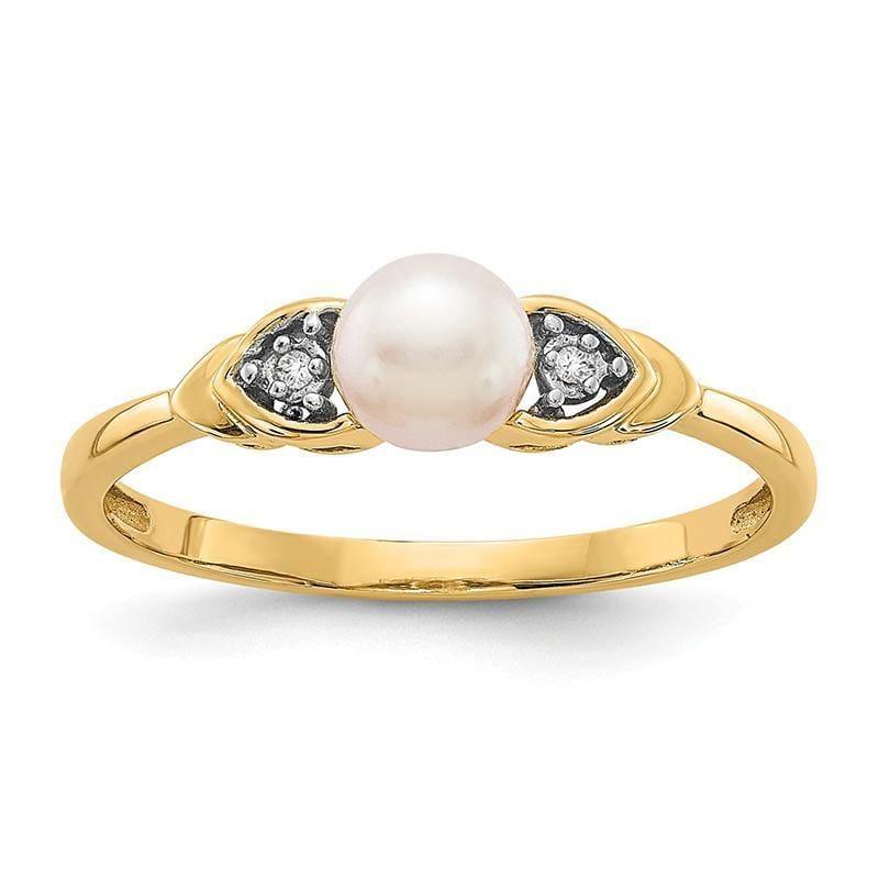 14K Diamond & FW Cultured Pearl Ring - Seattle Gold Grillz