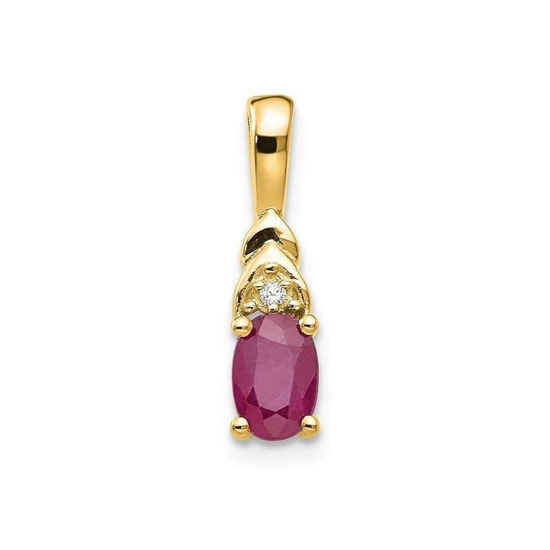 14K Diamond & Oval Ruby Pendant - Seattle Gold Grillz