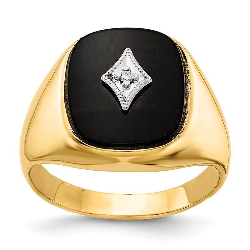 14k Diamond Black Onyx Men's Square Ring - Seattle Gold Grillz