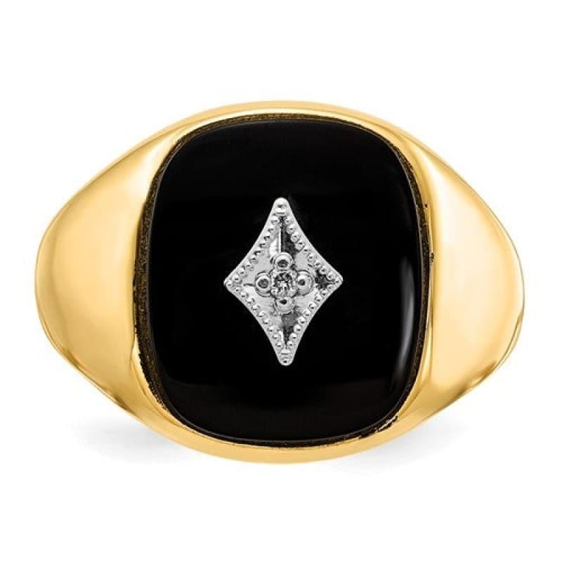14k Diamond Black Onyx Men's Square Ring - Seattle Gold Grillz