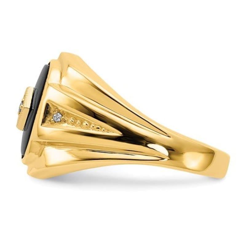 14k Diamond Black Onyx Ring - Seattle Gold Grillz