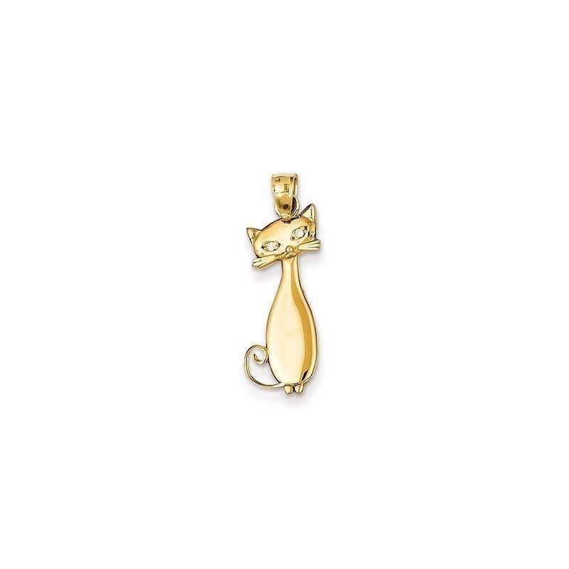 14k Diamond Cat Pendant - Seattle Gold Grillz