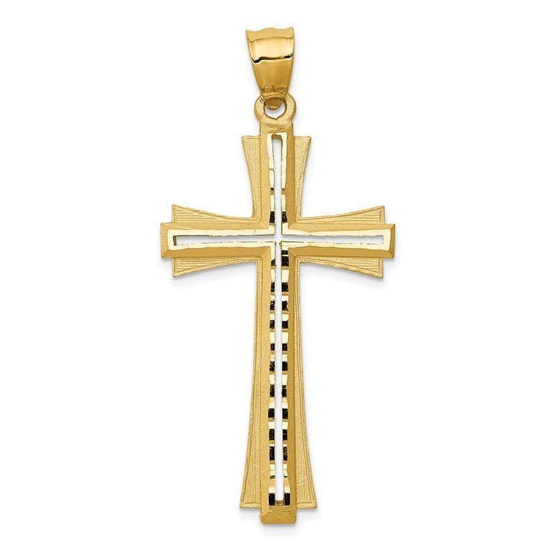 14k Diamond -Cut & Satin Cross Pendant. Weight: 3.37, Length: 47, Width: 22 - Seattle Gold Grillz