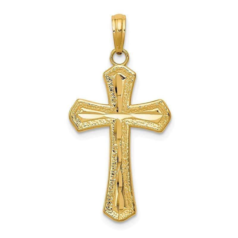 14K Diamond-cut Beveled Edges Cross Pendant. Weight: 1.37, Length: 31, Width: 16 - Seattle Gold Grillz