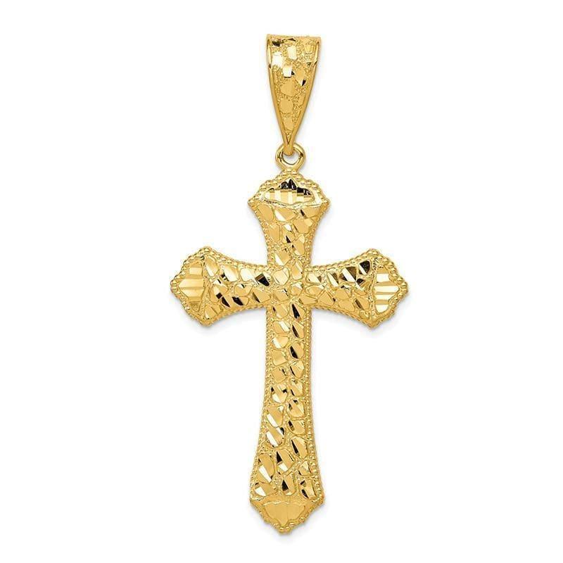 14k Diamond-cut Budded Cross Pendant - Seattle Gold Grillz