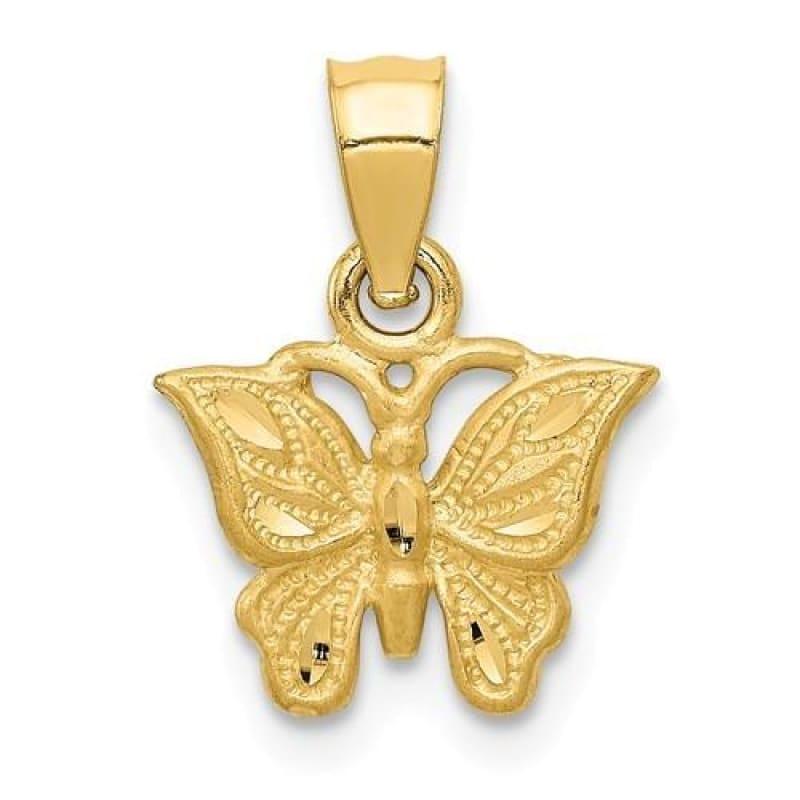 14K Diamond-cut Butterfly Pendant - Seattle Gold Grillz