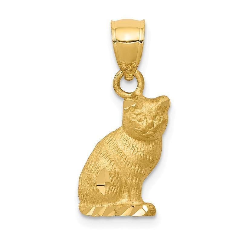 14K Diamond-cut Cat Pendant - Seattle Gold Grillz