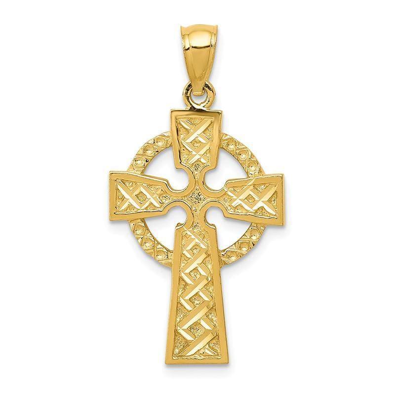 14k Diamond-cut Celtic Cross Pendant. Weight: 2.67, Length: 34, Width: 17 - Seattle Gold Grillz