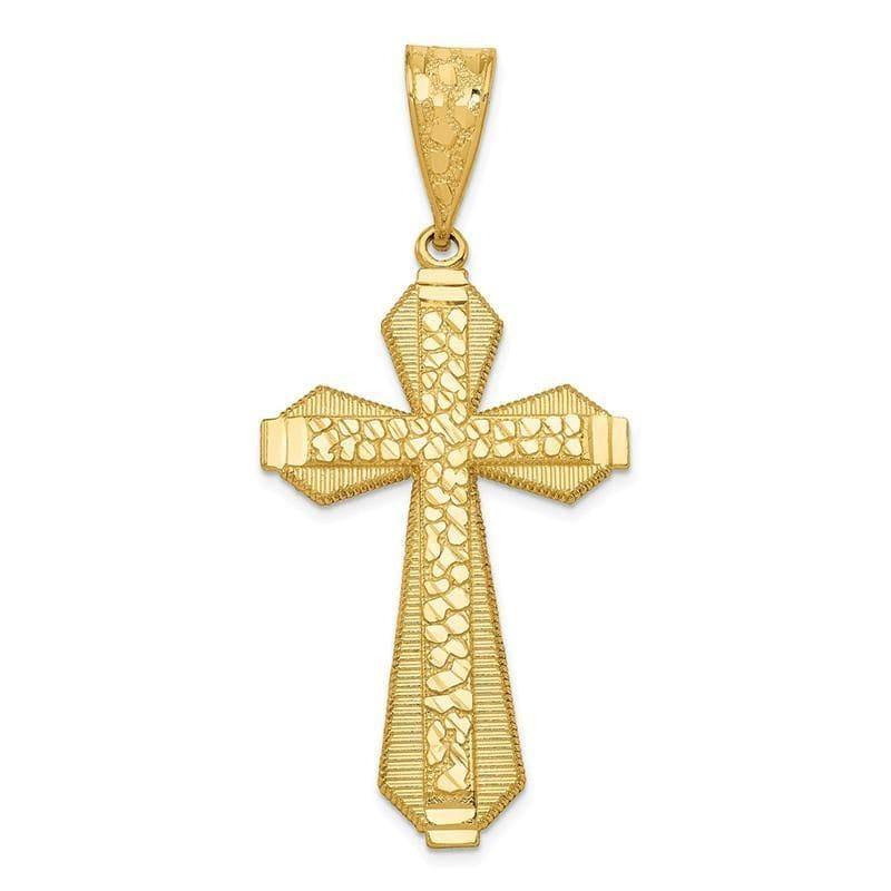 14k Diamond-cut Center Cross Pendant - Seattle Gold Grillz