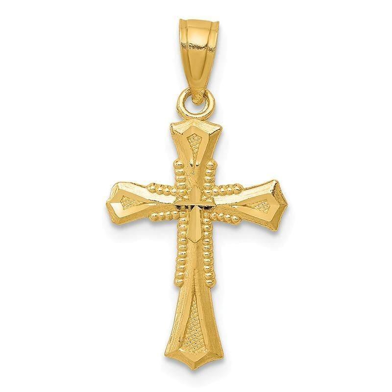 14k Diamond-cut Cross Pendant - Seattle Gold Grillz