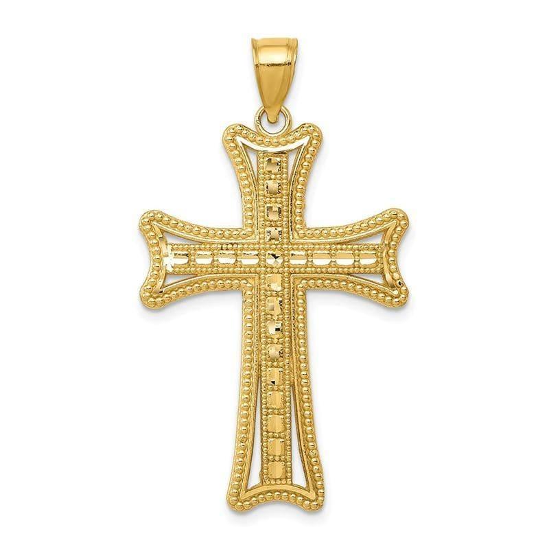 14k Diamond-cut Cross Pendant - Seattle Gold Grillz