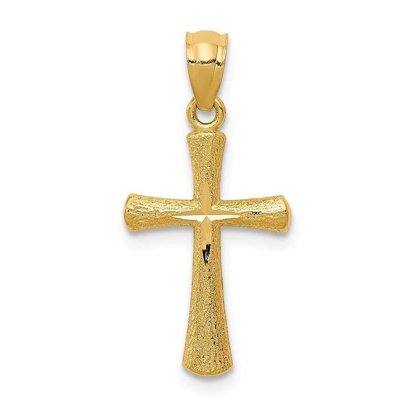14k Diamond-cut Cross Pendant. Weight: 0.52, Length: 23, Width: 12 - Seattle Gold Grillz