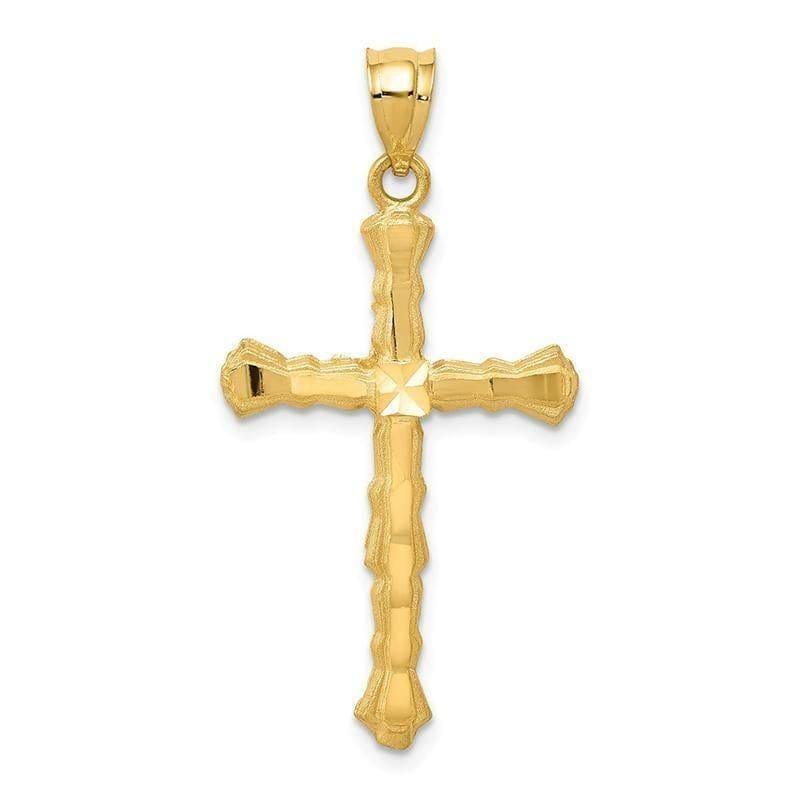 14k Diamond -Cut Cross Pendant. Weight: 1.76, Length: 35, Width: 18 - Seattle Gold Grillz