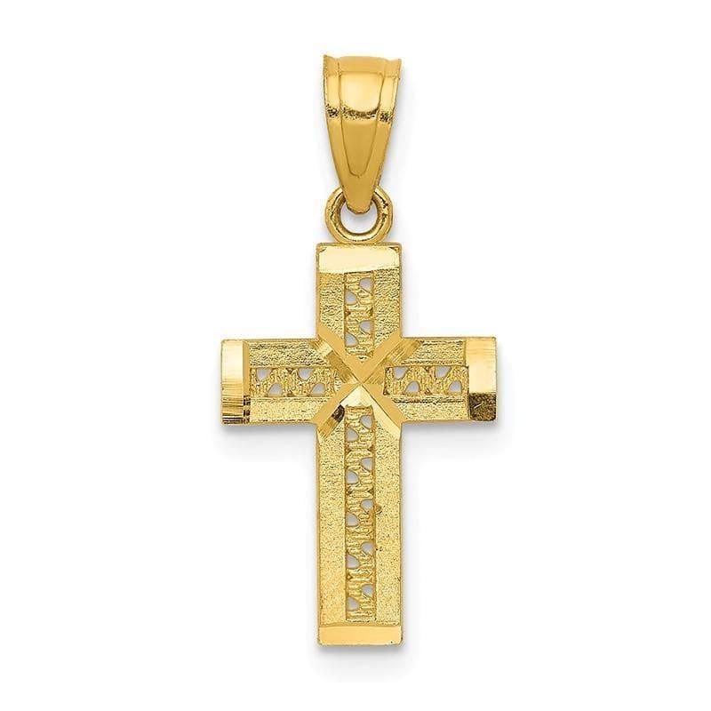 14k Diamond-cut Cross w-X Center Pendant - Seattle Gold Grillz