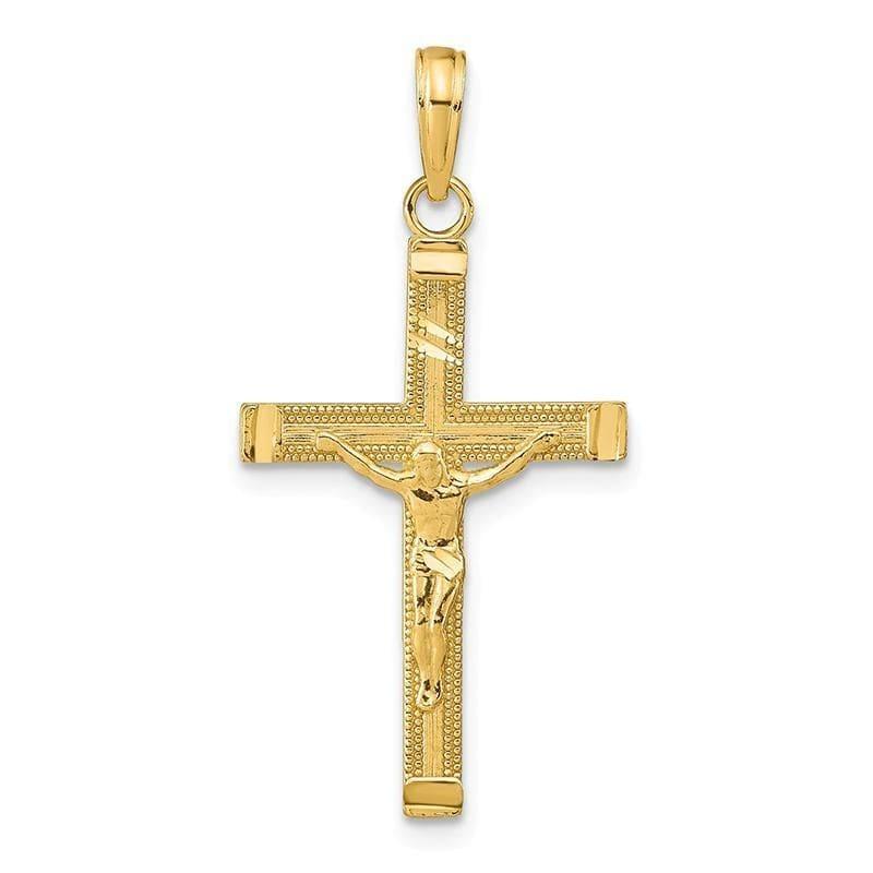 14K Diamond-cut Fancy Tipped Crucifix Pendant. Weight: 1.07, Length: 33, Width: 17 - Seattle Gold Grillz