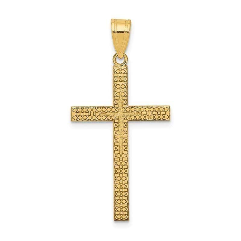 14K Diamond -Cut Latin Cross Pendant. Weight: 0.97, Length: 34, Width: 16 - Seattle Gold Grillz