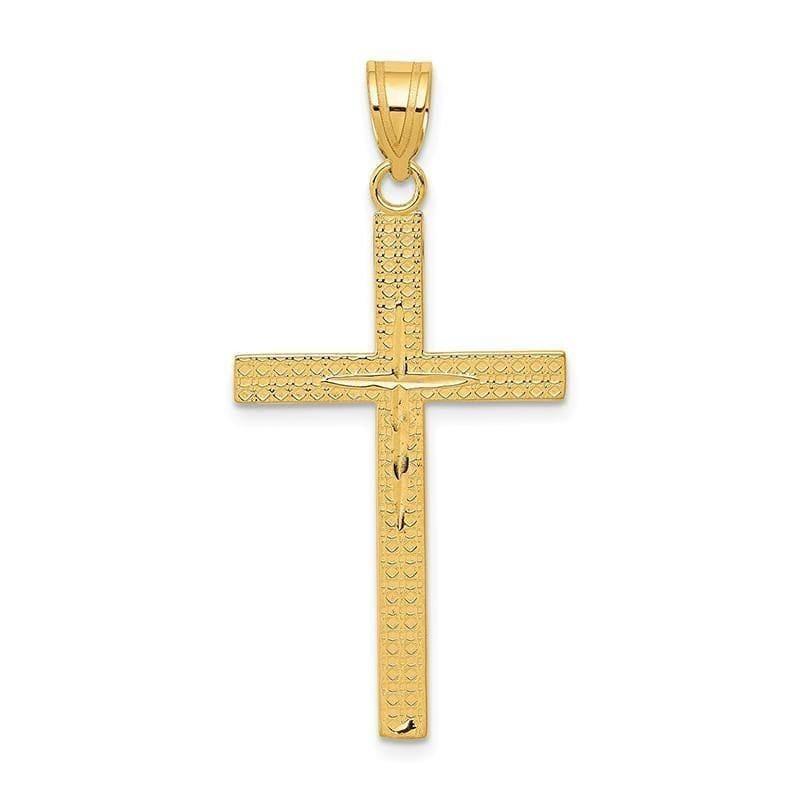 14K Diamond -Cut Latin Cross Pendant. Weight: 1.53, Length: 41, Width: 20 - Seattle Gold Grillz