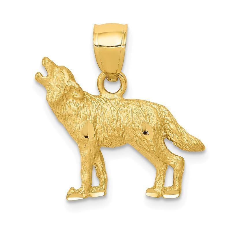 14K Diamond-cut Wolf Pendant - Seattle Gold Grillz