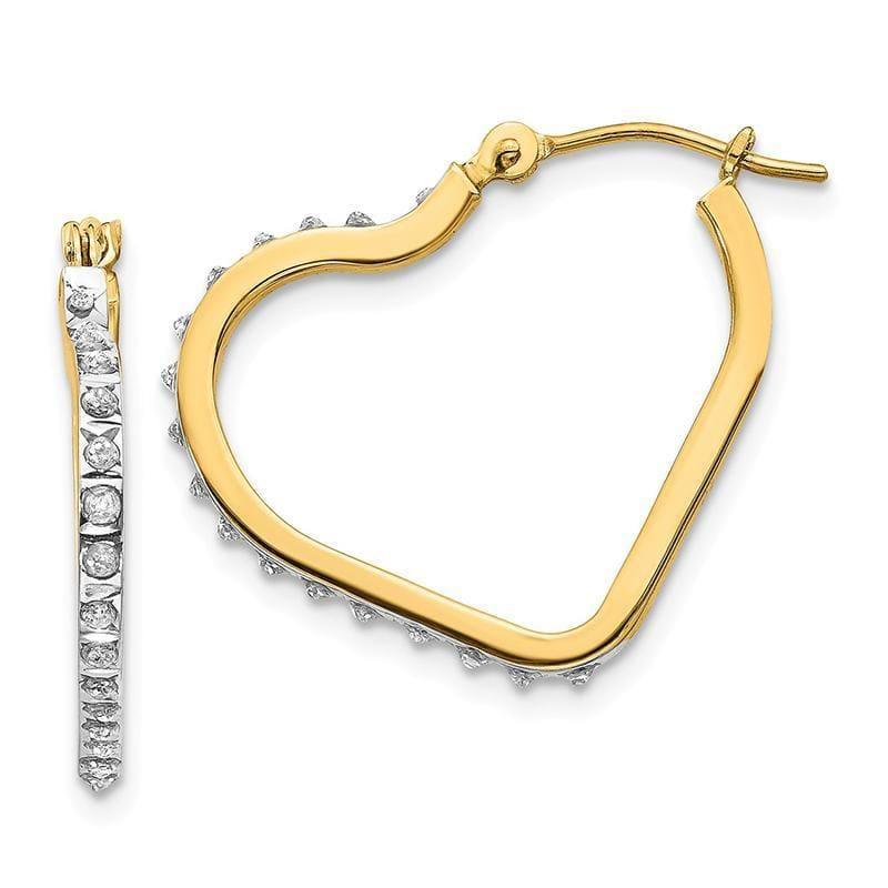 14k Diamond Fascination Heart Hinged Hoop Earrings - Seattle Gold Grillz