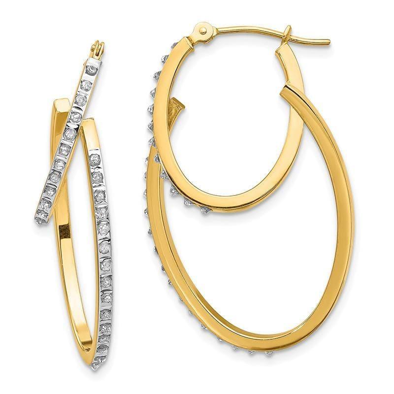 14k Diamond Fascination Hinged Double Hoop Earrings - Seattle Gold Grillz