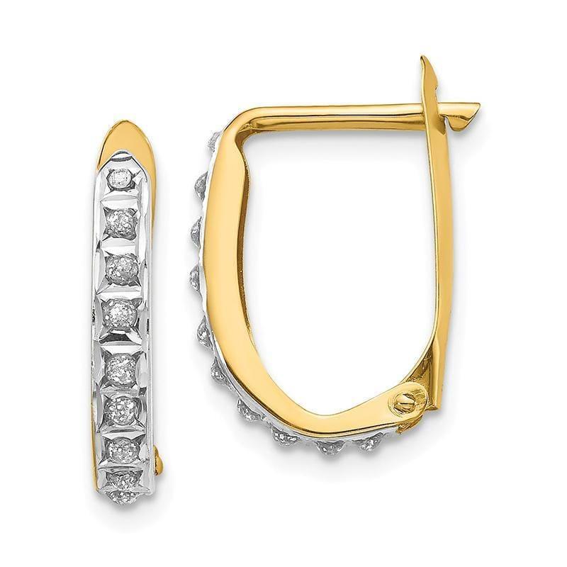 14k Diamond Fascination Leverback Hinged Hoop Earrings - Seattle Gold Grillz