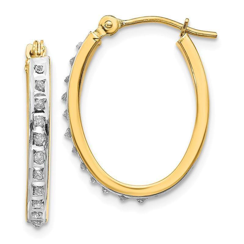 14k Diamond Fascination Oval Hinged Hoop Earrings - Seattle Gold Grillz