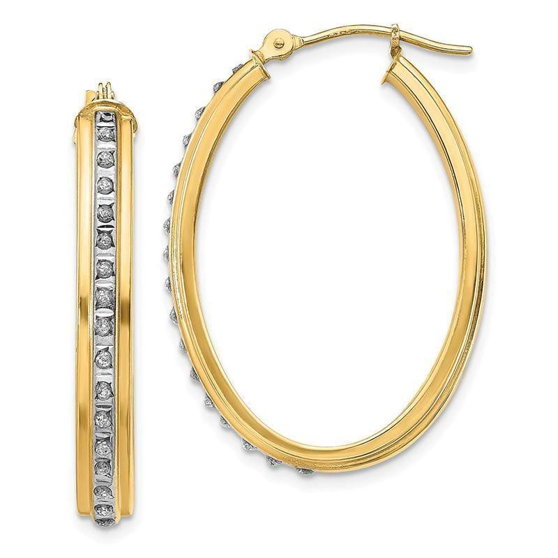 14k Diamond Fascination Oval Hoop Earrings - Seattle Gold Grillz
