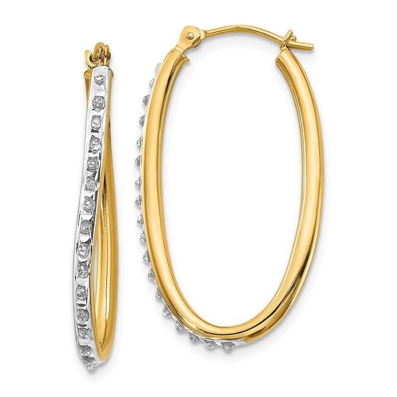 14k Diamond Fascination Oval Twist Hoop Earrings - Seattle Gold Grillz
