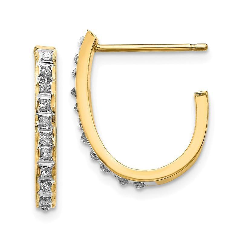 14k Diamond Fascination Post J Hoop Earrings - Seattle Gold Grillz