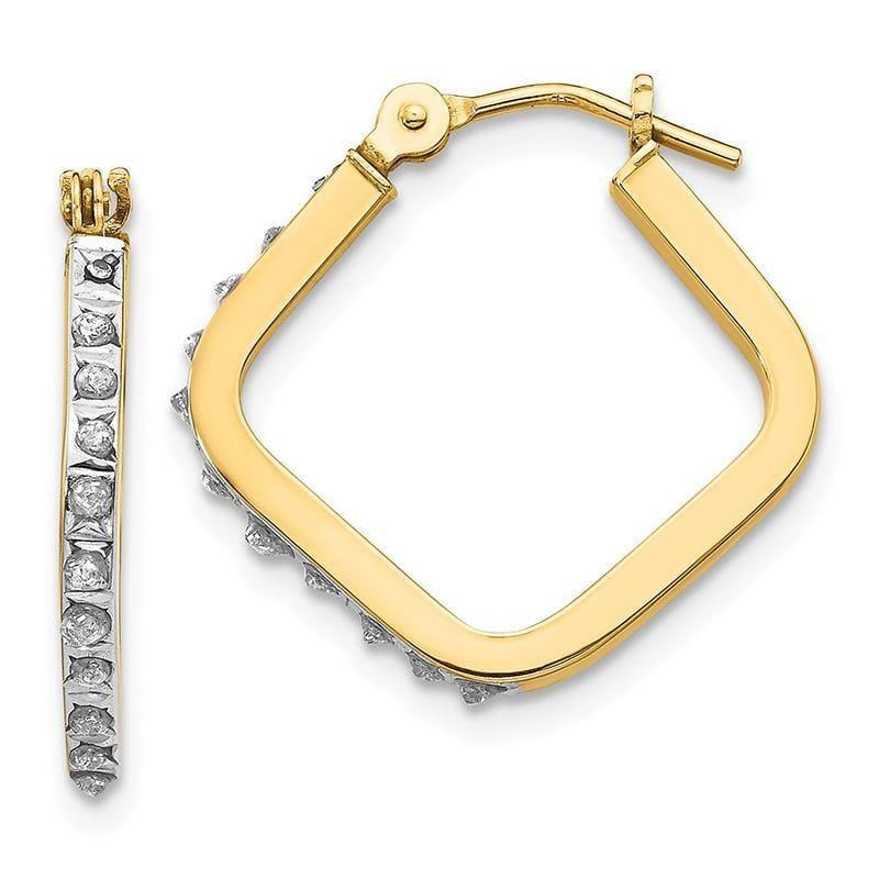 14k Diamond Fascination Square Hoop Earrings - Seattle Gold Grillz