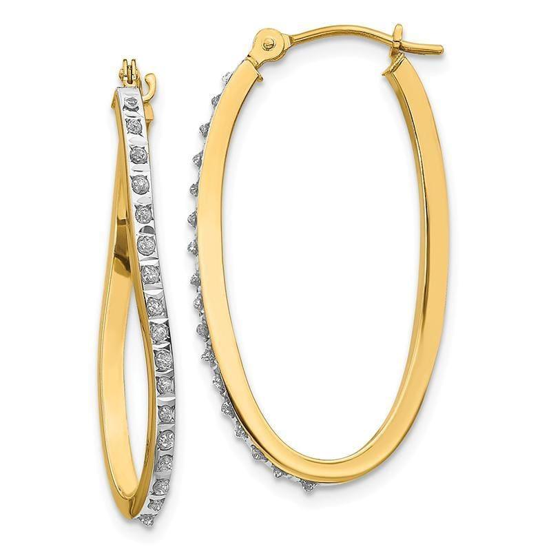 14k Diamond Fascination Twist Hinged Hoop Earrings - Seattle Gold Grillz