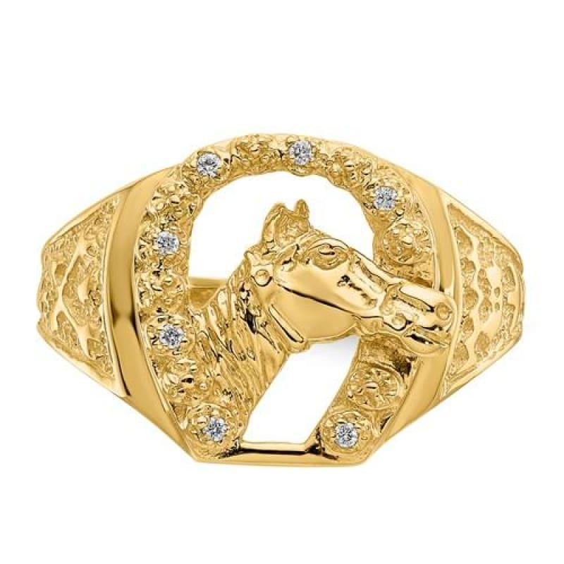 14k Diamond Horseshoe Hooves Ring - Seattle Gold Grillz