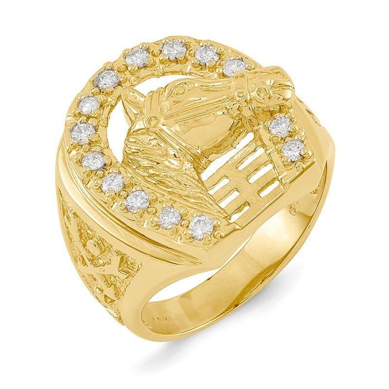 14k Diamond Men's Horseshoe Ring - Seattle Gold Grillz