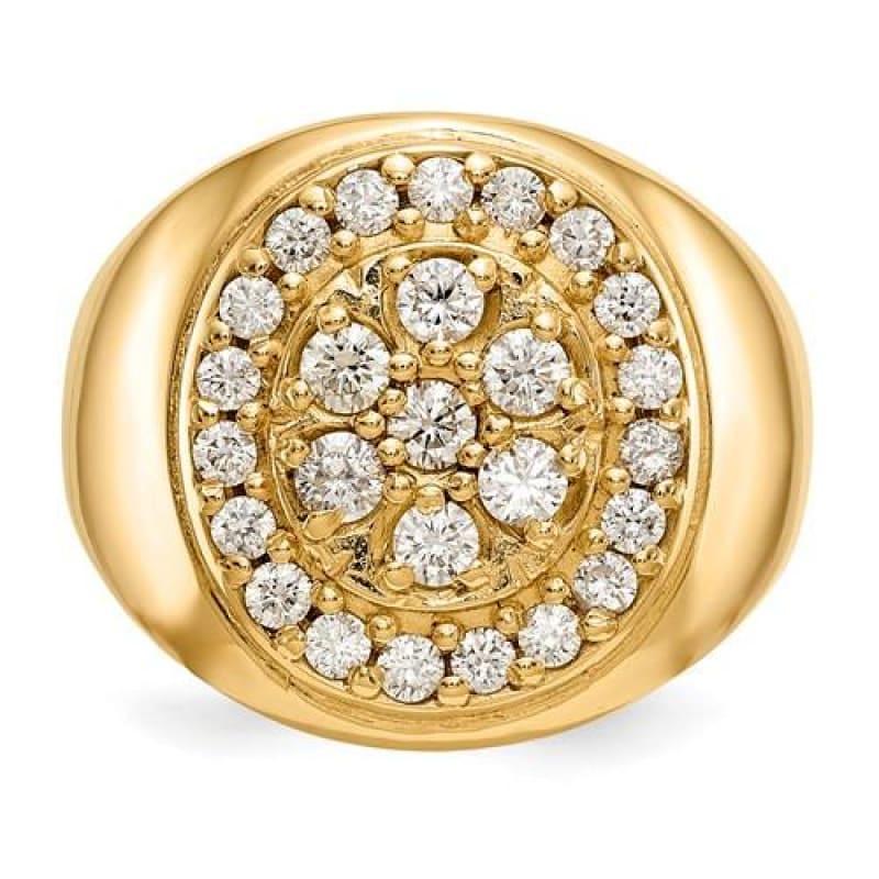 14k Diamond Men's Oval Ring - Seattle Gold Grillz