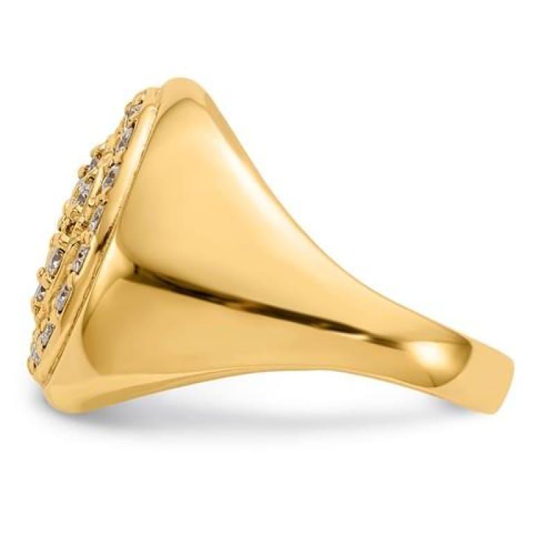 14k Diamond Men's Oval Ring - Seattle Gold Grillz