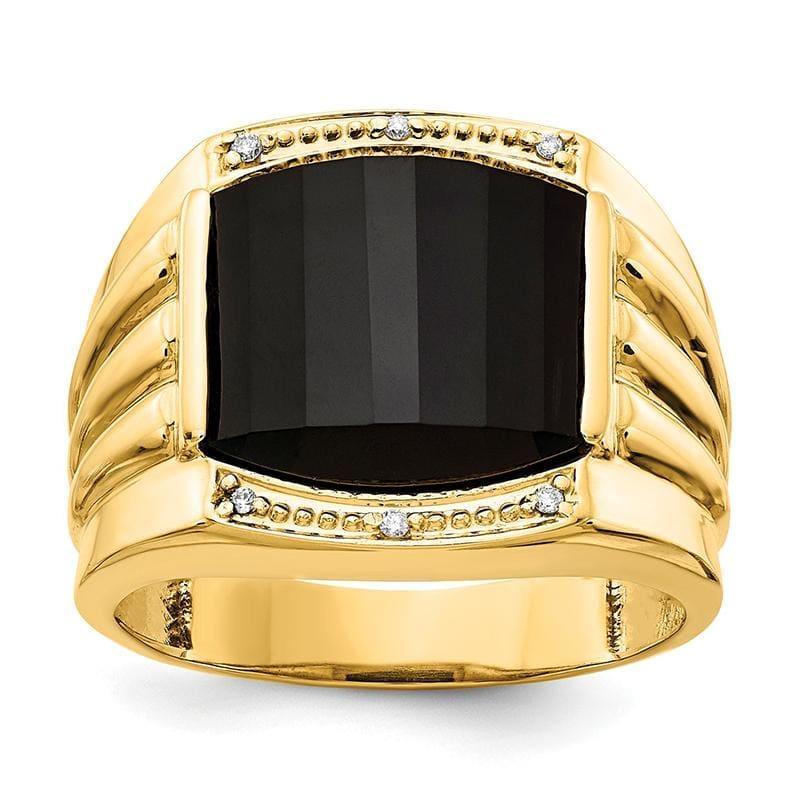 14k Diamond Onyx Men's Ring - Seattle Gold Grillz