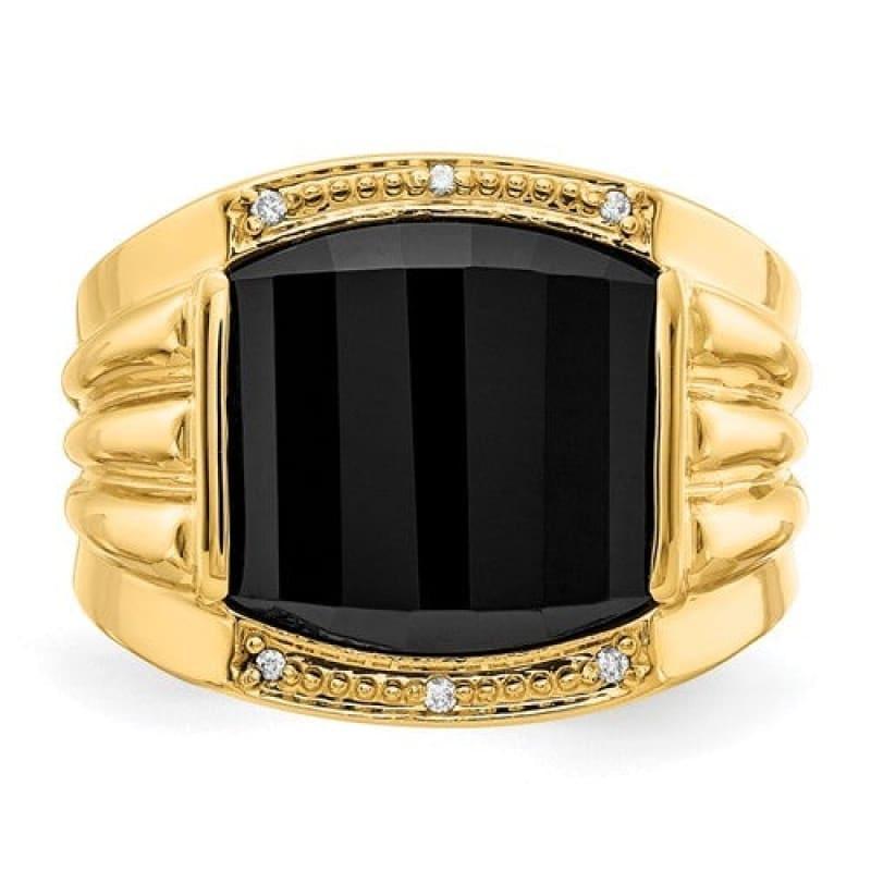 14k Diamond Onyx Men's Ring - Seattle Gold Grillz